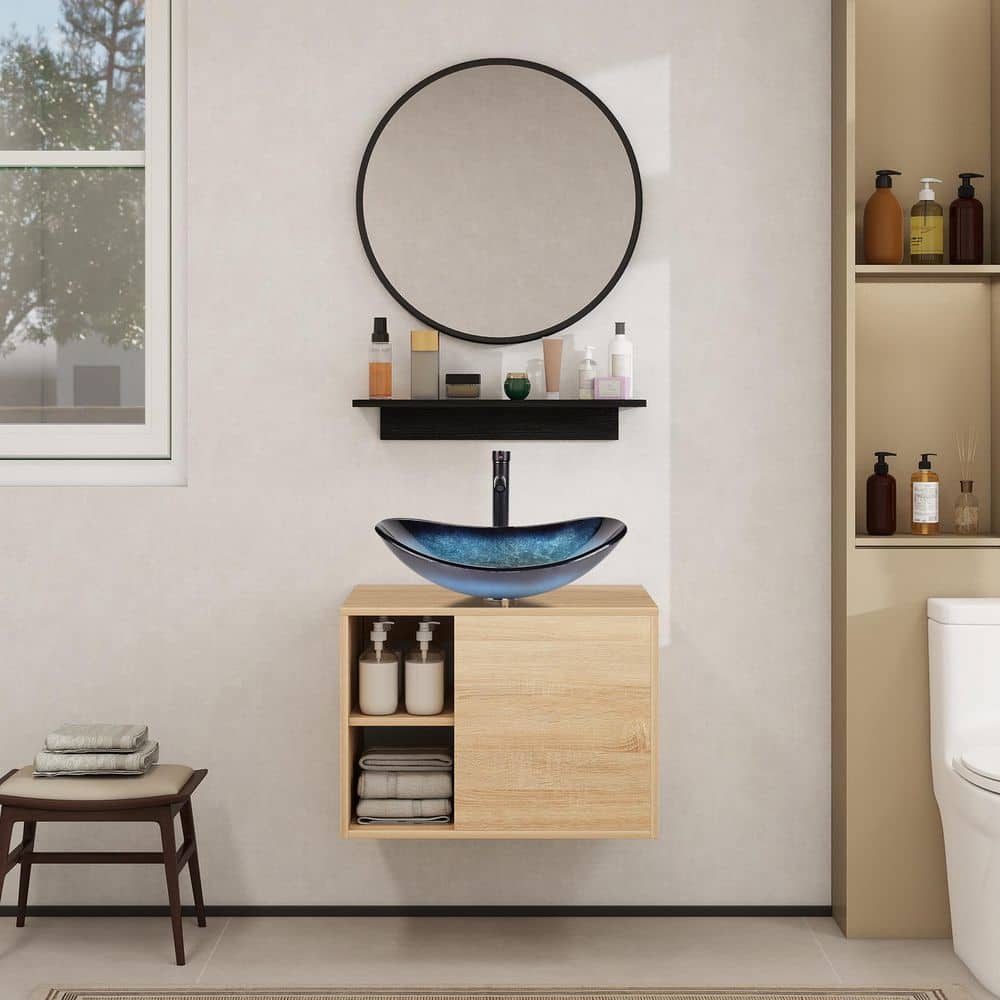 Puluomis 24 in. W x 19 in. D x 17 in. H Single Sink Burlywood Bath