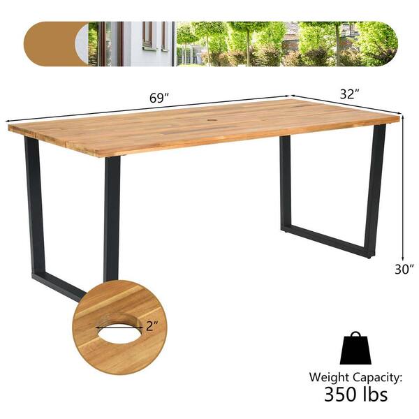 Costway 7-Piece Wicker Rectangle Outdoor Dining Set Acacia Wood Costway 7-Piece Wicker Rectangle Outdoor Dining Set Acacia Wood