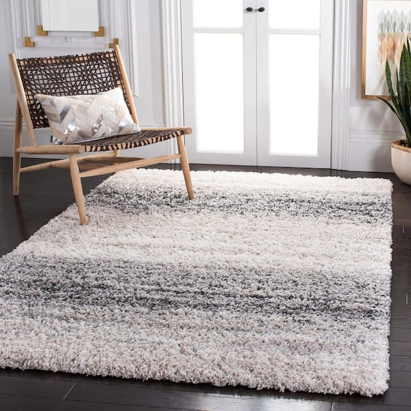 Fontana Shag 8 ft. x 8 ft. Ivory/Gray Gradient Square Area Rug