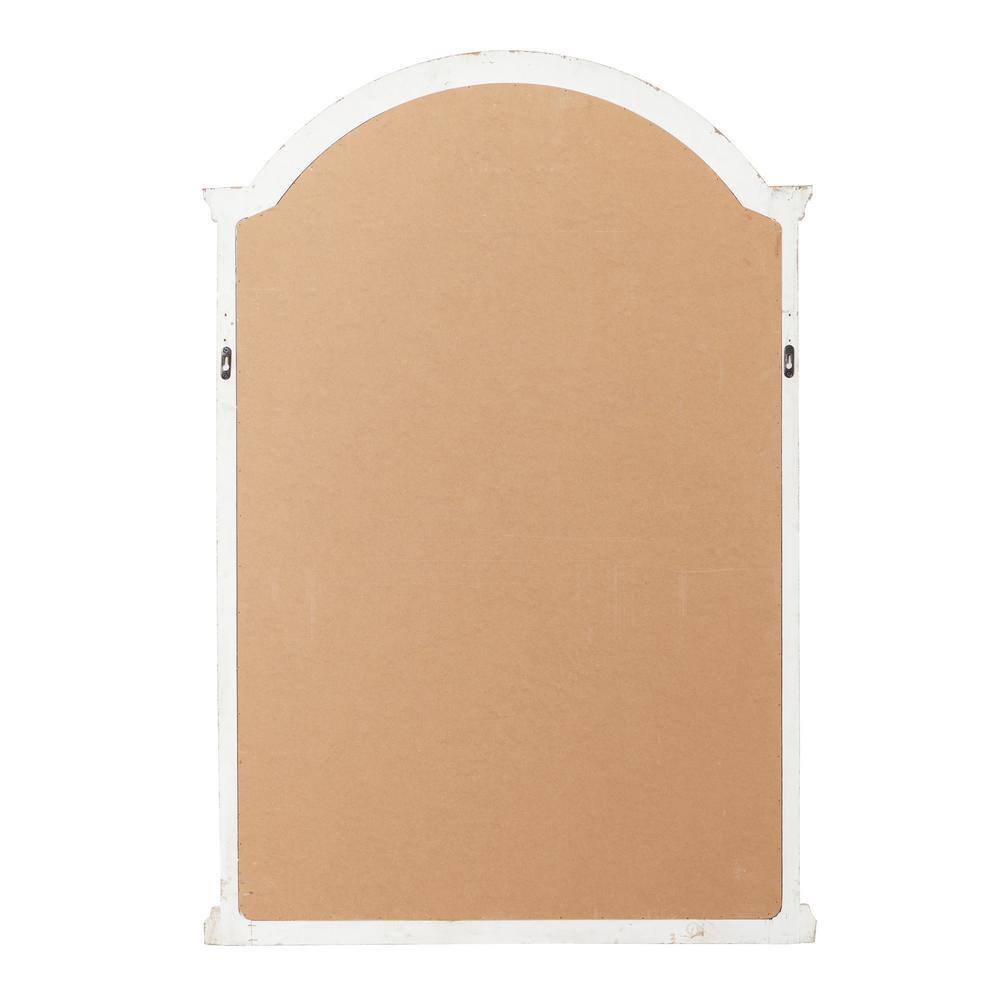 Cream Wood Windowpane Arched Wall Mirror with Distressed Finish