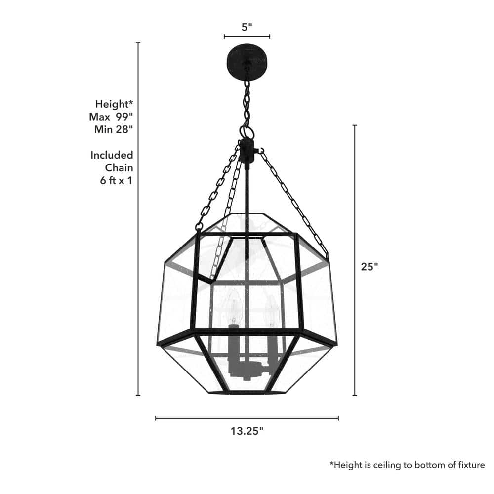 Indria Rustic Iron Faceted Geometric 3-Light Pendant