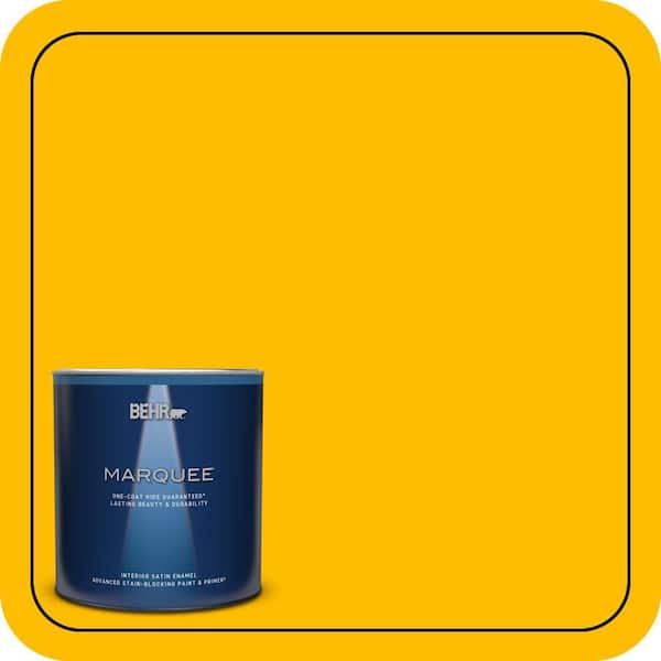 BEHR MARQUEE 1 qt. #340B-7 Empire Yellow Satin Enamel Interior Paint & Primer