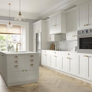 Wallace Painted Warm White Shaker Assembled Wall Bridge Kitchen Cabinet with Glass Door (30 in. W x 15 in. H x 14 in. D)