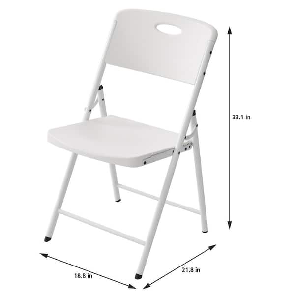 HDX Metal Frame White/White Resin Seat Indoor/Outdoor Folding
