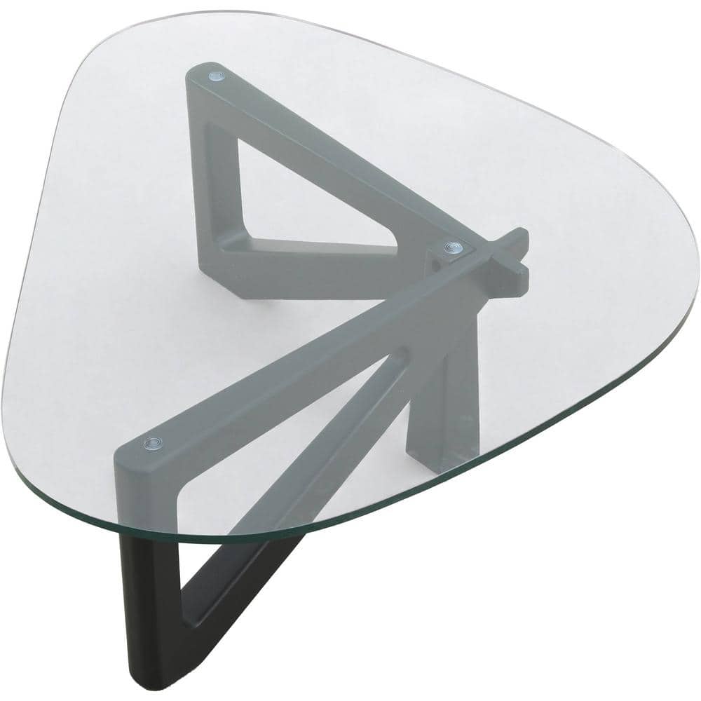Mid-Century Modern Black Triangular Wood & Glass Coffee Table