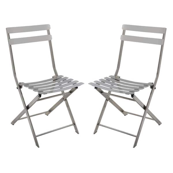 Furniture of America Sellers Silver Steel Folding Side Chairs (Set of 2)