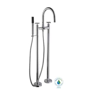 Danay 2-Pipe 2-Handle Freestanding Floor Mount Roman Tub Faucet with Handheld Handshower in Chrome