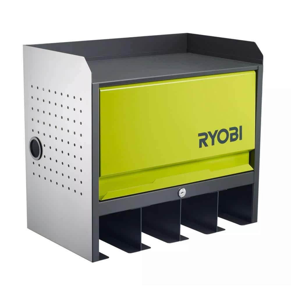 RYOBI Steel 2-Shelf Wall Mounted Garage Cabinet in Black (17 in W x 11 ...
