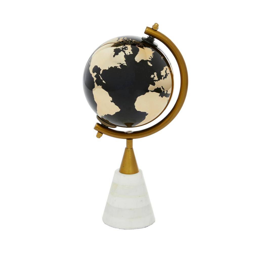 Gold and Black Ceramic Globe with Marble Base