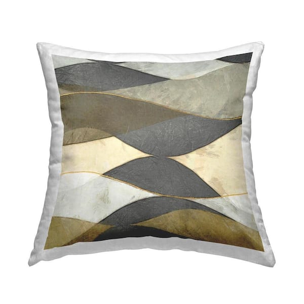 Stupell Industries Flowing Arch Shapes Gray Geometric Polyester 18 in. x 18 in. Throw Pillow