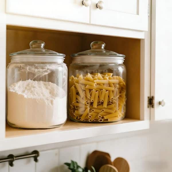 1 Piece 1 Gal. Large Glass Jar with Airtight Lid, Wide Mouth Cookie Candy Jar with Leak Proof Rubber Gasket Lid