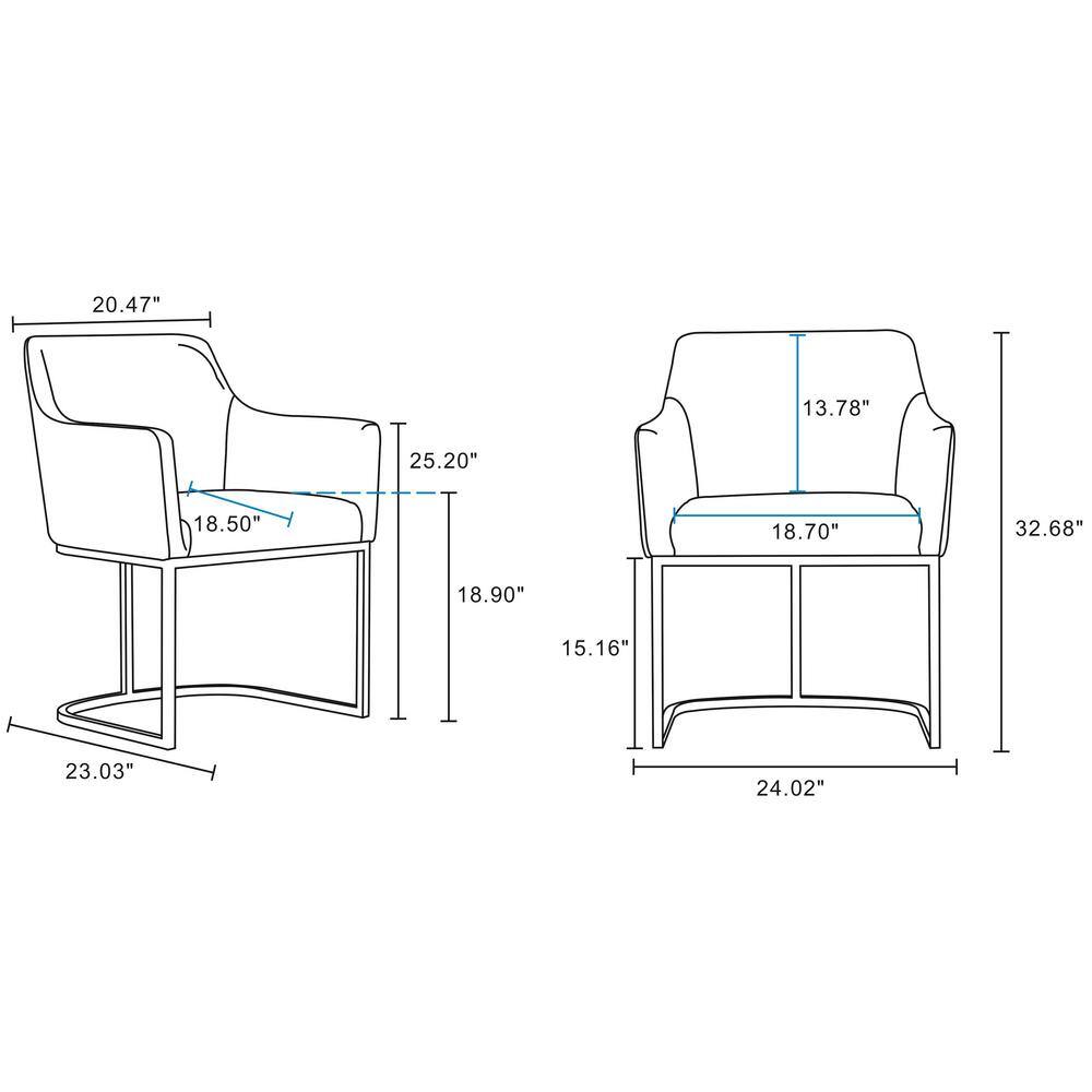 Serena Light Grey Faux Leather Upholstered Dining Arm Chair Set with Metal Frame