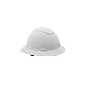 White Full-Brim Non-Vented Hard Hat with Ratchet Adjustment