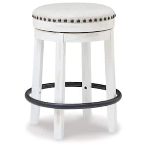 Valebeck 24 in. White/Black Backless Wood Counter Stool Upholstered Stool