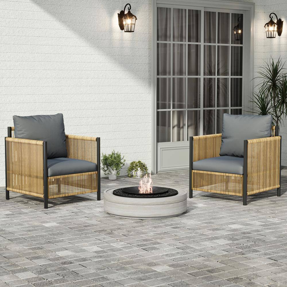2-Piece Outdoor Brown PE Wicker Patio Conversation Set with Gray Cushions price history on PriceWatchPro