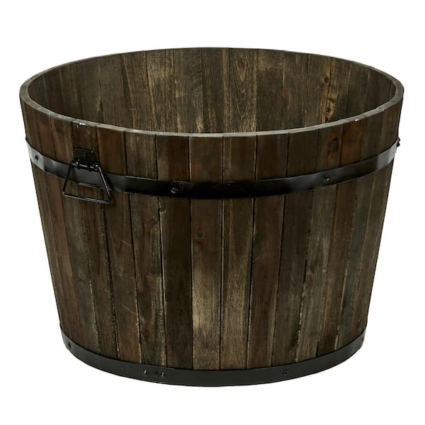 Unbranded 22 in. Dia x 15 in. H Brown Wood Bucket Barrel