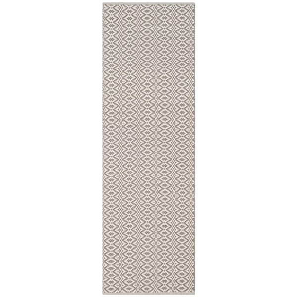 Montauk Ivory/Gray 2 ft. x 12 ft. Solid Runner Rug