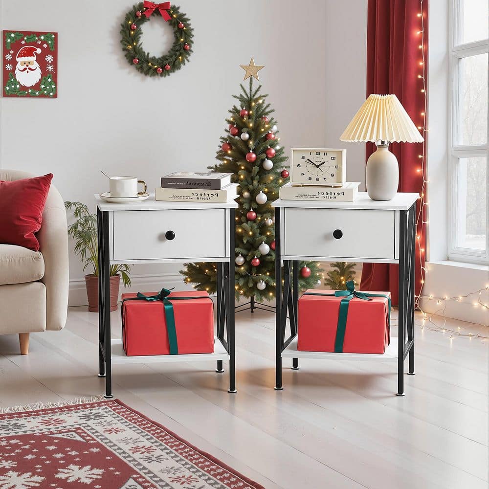 VECELO Nightstands X-Design Side End Table Night Stand Storage