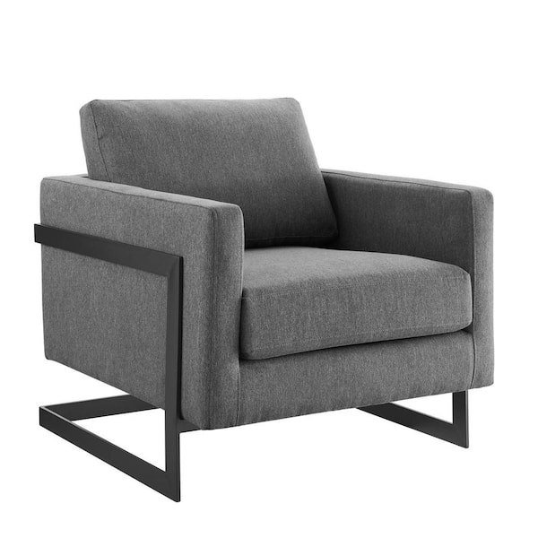 MODWAY Black Charcoal Posse Upholstered Fabric Accent Chair in