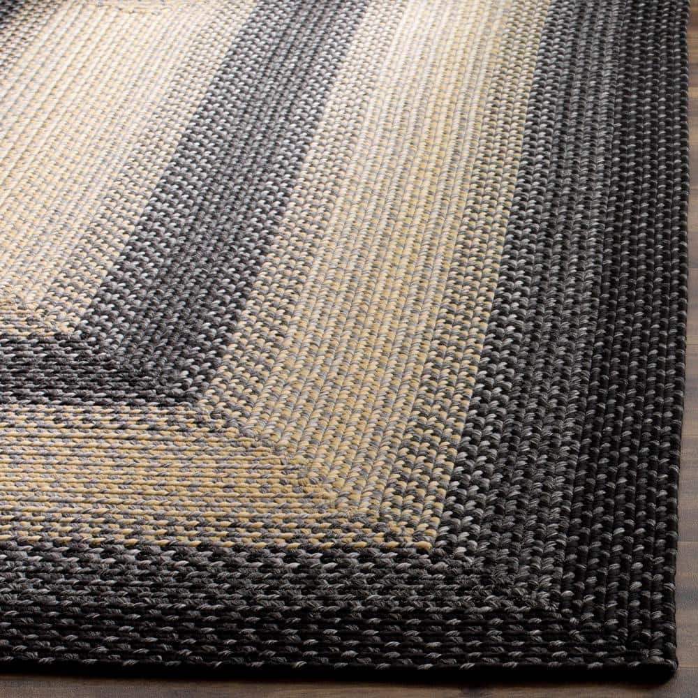 Black and Gray Braided Reversible Runner Rug