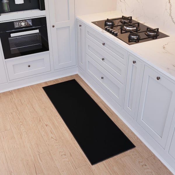 Basics Collection Non-Slip Rubberback Modern Solid Design 2x6 Indoor Runner Rug, 2 ft. 2 in. x 6 ft., Black