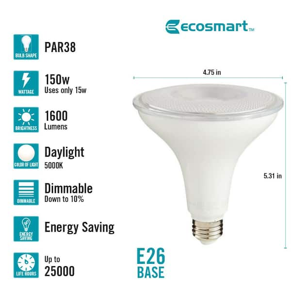 150-Watt Equivalent PAR38 Light Energy Star Dimmable CEC LED Spot Light Bulb 5000K Daylight (2-Pack)