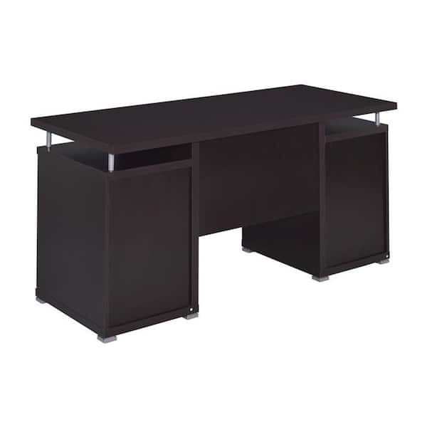 Benjara 55 In Rectangular Brown 2 Drawer Computer Desk With Keyboard Tray Bm156219 The Home Depot