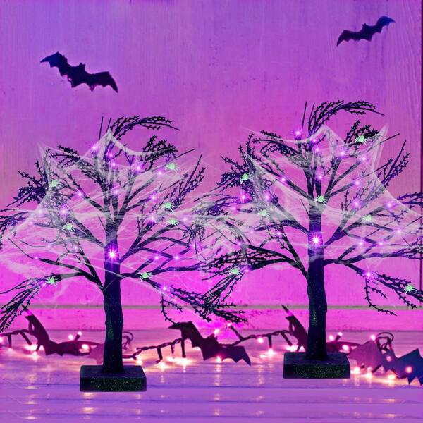 OGETFUUR 2-Pices 18 in. Artificial Halloween Black Spooky Tree
