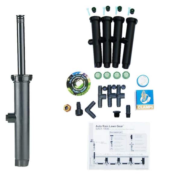 Auto Rain Lawn Gear Small Area 01 Lawn Irrigation Kit with Pop-Up Fixed Sprinkler and Self Draining