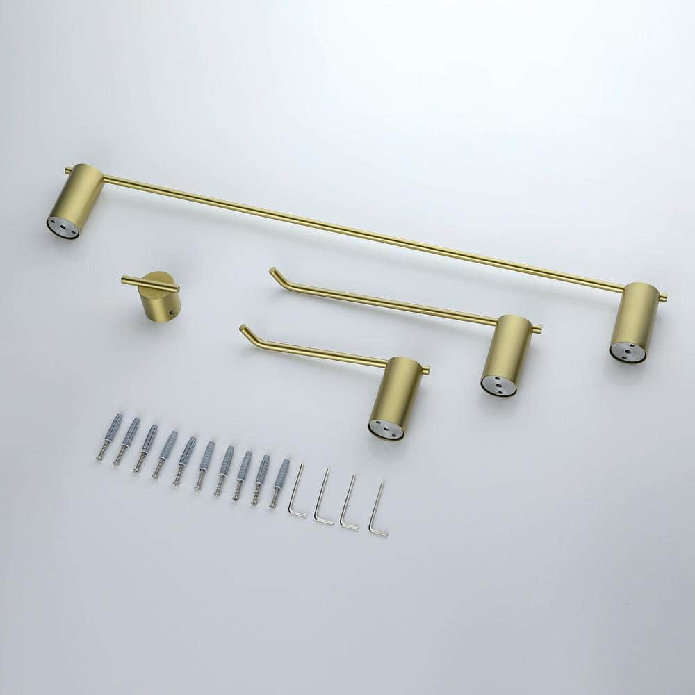 Brushed Gold Stainless Steel 4-Piece Bathroom Hardware Set