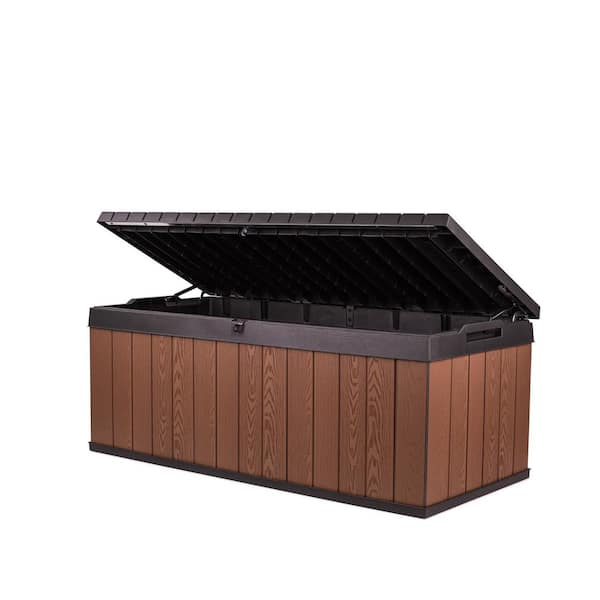 DWVO 100 Gallon Deck Box Resin Patio Storage Bin Outdoor Container Storage  Box New with Cushion, Brown