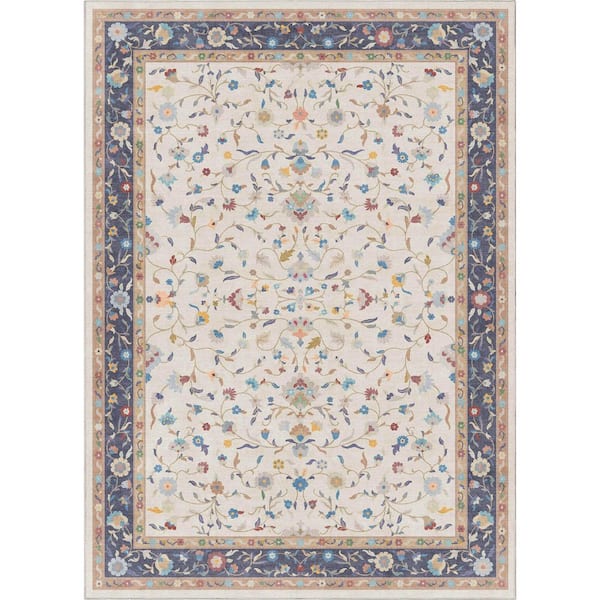 Crayola Traditional Floral Elegance Traditional, Oriental, Ivory Multi 5 ft. x 7 ft. Area Rug