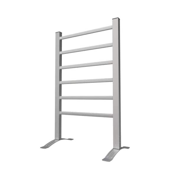 6 Bars Heated Towel Rack, Freestanding or Wall Mounted Hardwired Towel Warmer in Brushed Nickel Stainless Steel, 105W