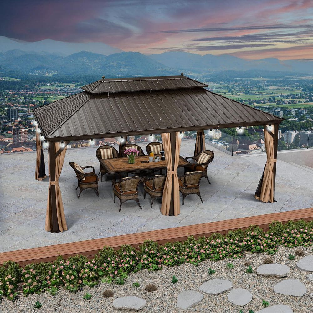 PURPLE LEAF 12 ft. x 20 ft. Bronze Patio Outdoor Gazebo for