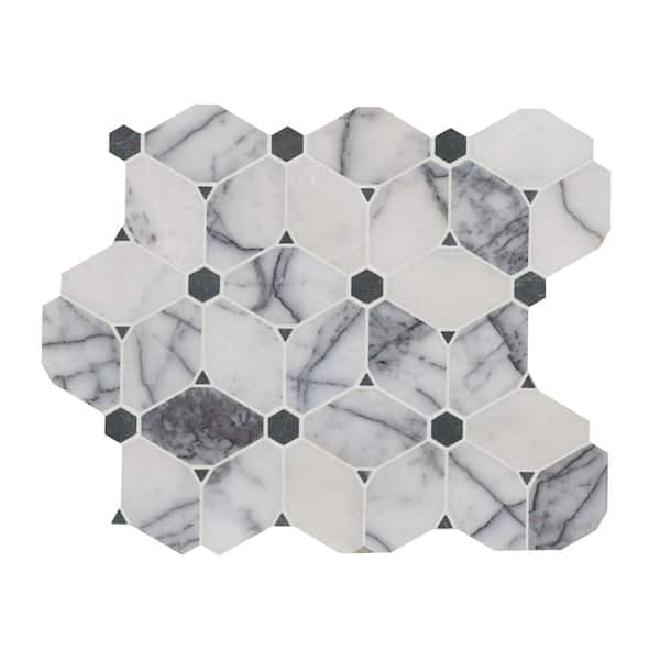 MSI Take Home Sample-Cecily Lilac White 4 in. x 4 in Polished Marble Mosaic Tile