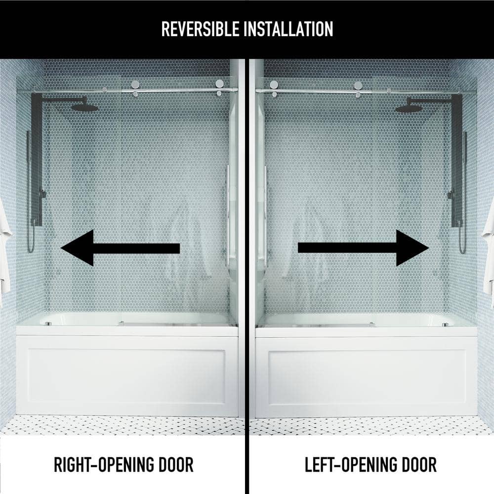Elan E-Class Chrome Frameless Sliding Tub Door with Clear Glass