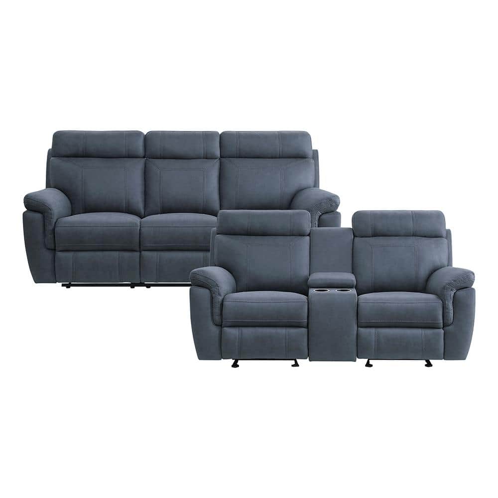 Cassville 84.5 in. W Pillow Top Arm Microfiber Rectangle 2-Piece Manual Rec