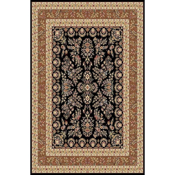 Lyndhurst Black/Tan 8 ft. x 11 ft. Border Area Rug