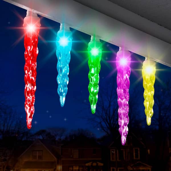 Multi colored twinkle icicle lights sales