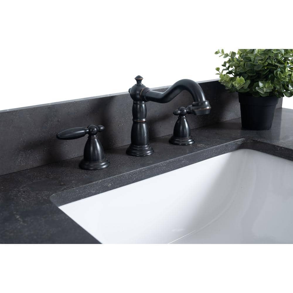 Tan 42" Single Bathroom Vanity with Black Limestone Top