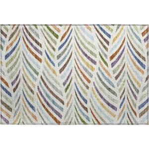 Mayfield Premium Machine Washable Abstract AMF2475 Ivory 2 ft. x 3 ft. Accent Rug