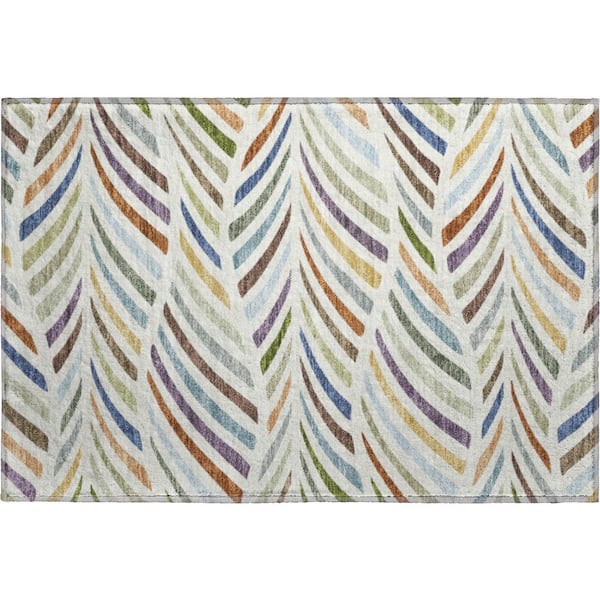 Mayfield Premium Machine Washable Abstract AMF2475 Ivory 2 ft. x 3 ft. Accent Rug