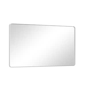 60 in. W x 36 in. H Modern Rectangular White Aluminum Framed Wall Bathroom Vanity Mirror