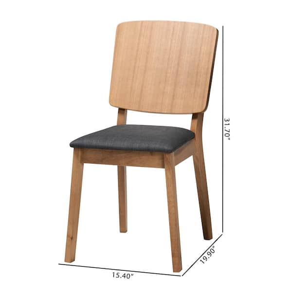 Baxton Studio Denmark Black and Oak Brown Dining Chair Set of 2