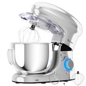 660W 6.3 qt. . 6-Speed Silver Stainless Steel Stand Mixer with Dough Hook