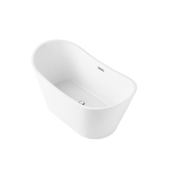 DEERVALLEY Horizon 59.06 in. x 29.53 in. Freestanding Soaking Acrylic Bathtub with Overflow Drain in White