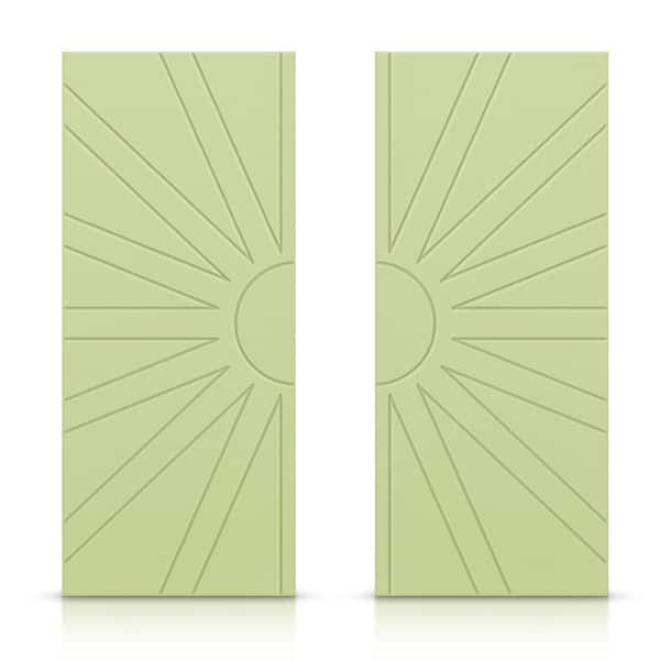 CALHOME 48 in. x 80 in. Hollow Core Sage Green Stained Composite MDF Interior Double Closet Sliding Doors