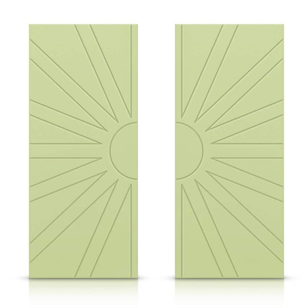 CALHOME 72 in. x 80 in. Hollow Core Sage Green Stained Composite MDF Interior Double Closet Sliding Doors