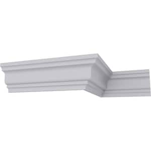 SAMPLE - 2 in. x 12 in. x 3 in. Polyurethane Lisbon Traditional Smooth Crown Moulding