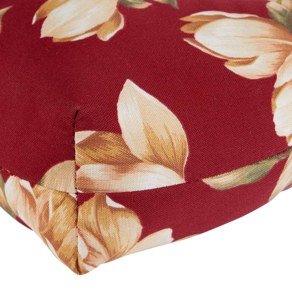 Roma Floral Red Polyester Outdoor Dining Chair Cushion